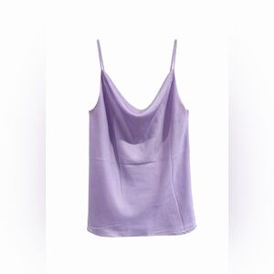 Shinestar Lavender Satin Cowl Neck Cami Tank Top Size L